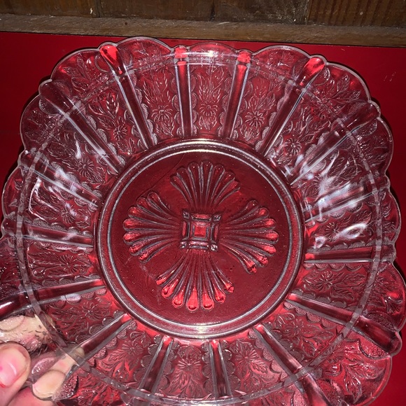 EAPG Heavily Etched Square Glass Bowl - Picture 9 of 9